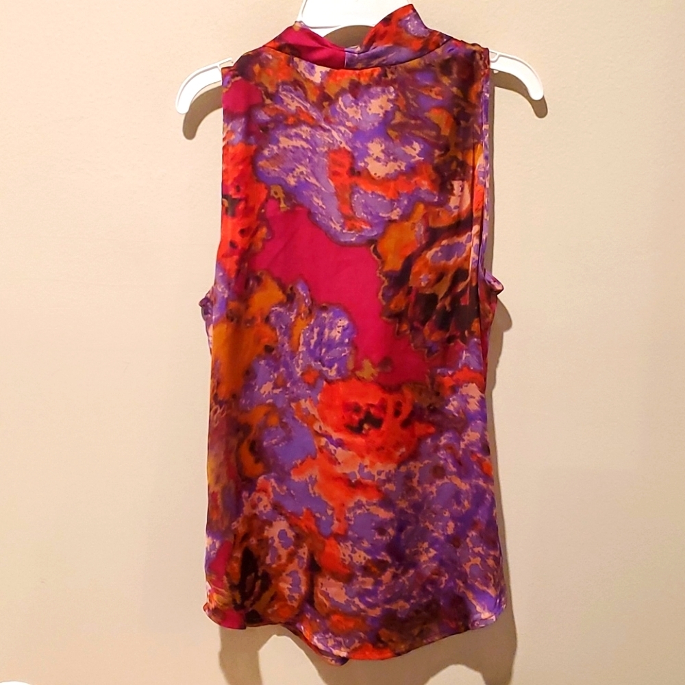 ❤ ADIVA SATIN SLEEVELESS WATERCOLOR TOP / BLOUSE, SMALL - Picture 2 of 4